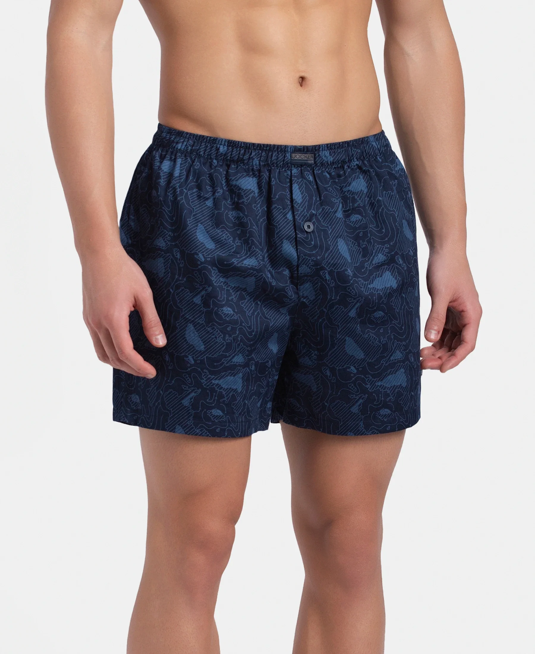 Super Combed Mercerized Cotton Woven Printed Inner Boxers with Ultrasoft and Durable Inner Waistband - Navy & Pewter (Pack of 2) - Image 4