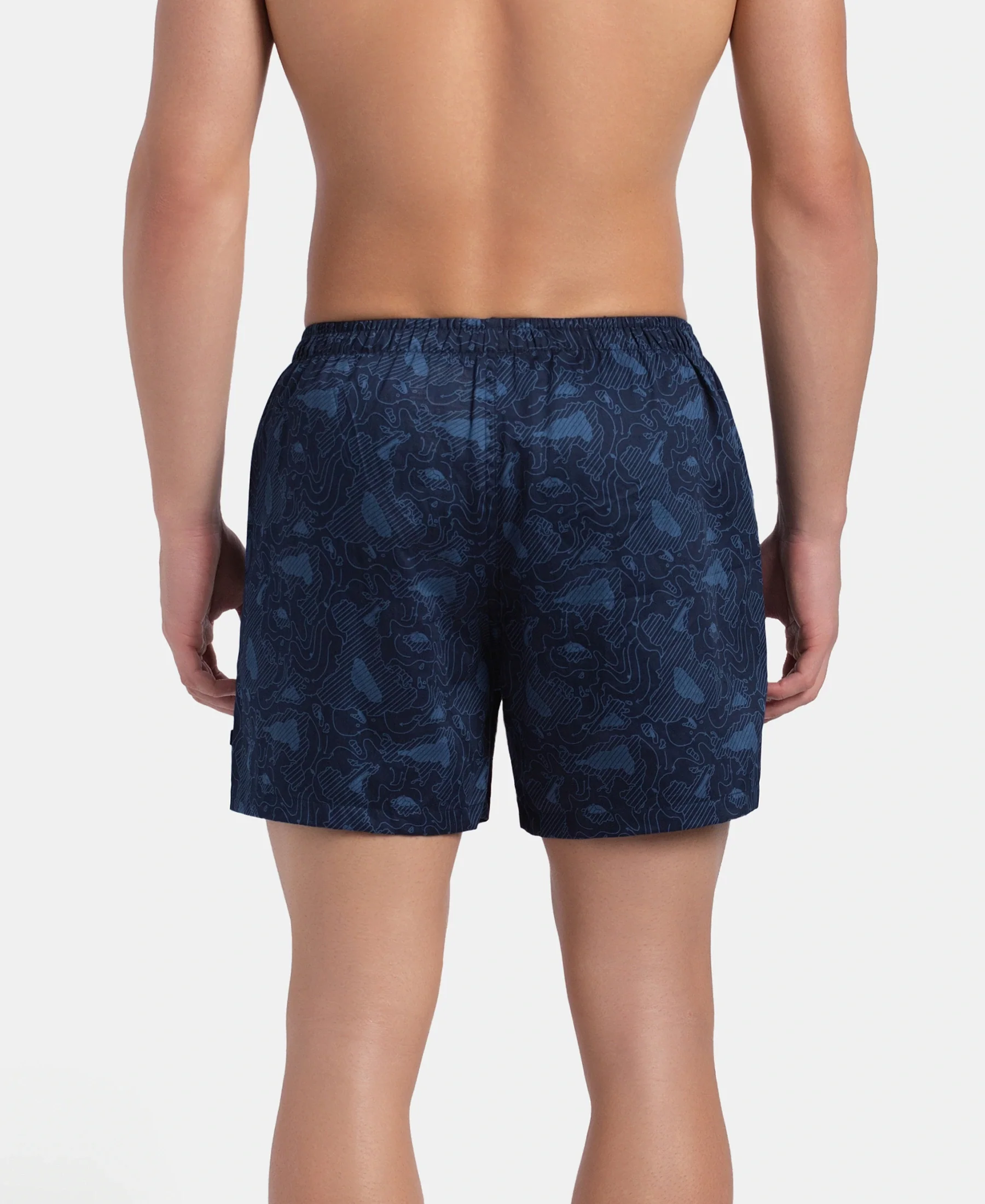 Super Combed Mercerized Cotton Woven Printed Inner Boxers with Ultrasoft and Durable Inner Waistband - Navy & Pewter (Pack of 2) - Image 7