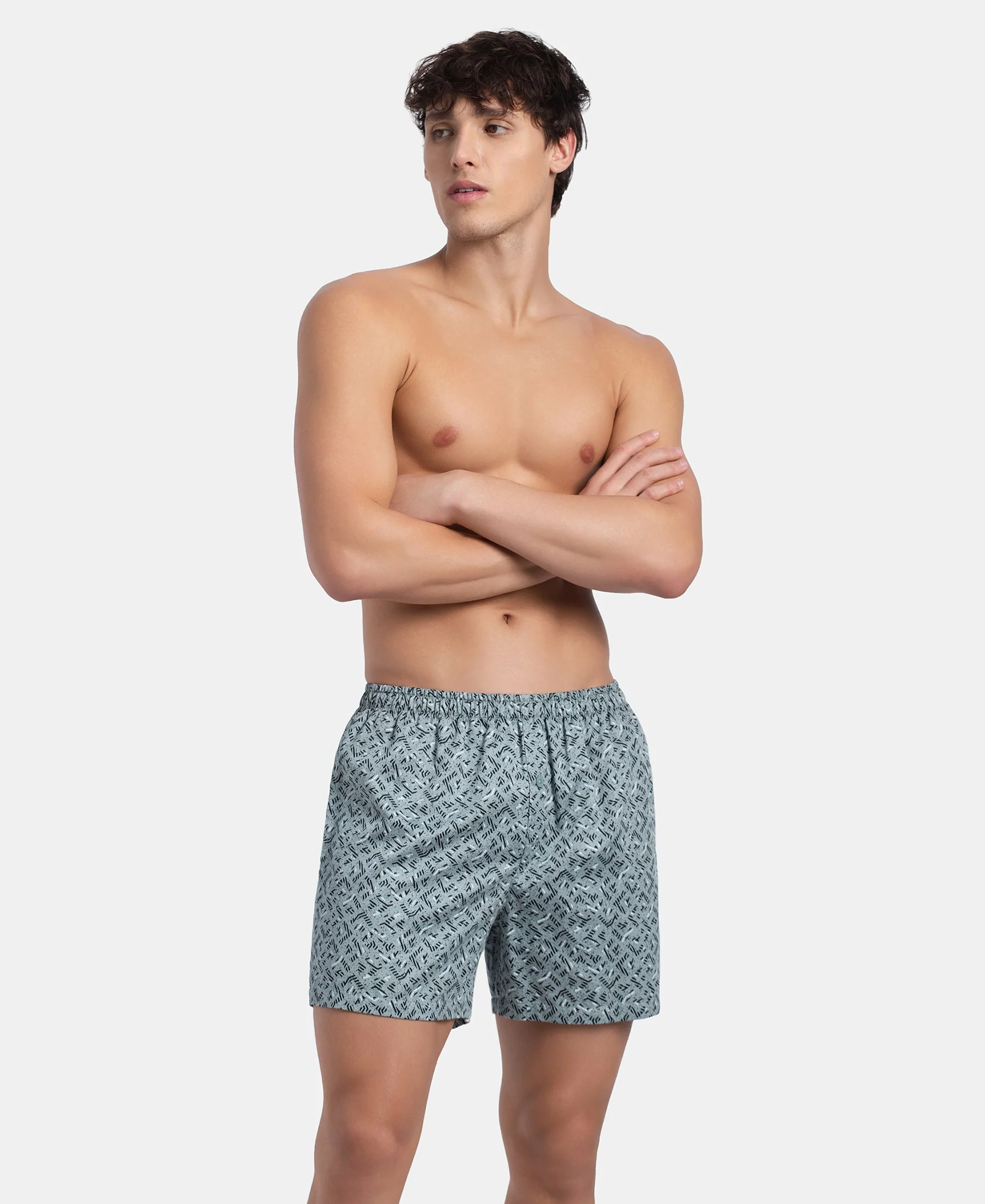 Super Combed Mercerized Cotton Woven Printed Inner Boxers with Ultrasoft and Durable Inner Waistband - Slate & Balsam Green (Pack of 2) - Image 11