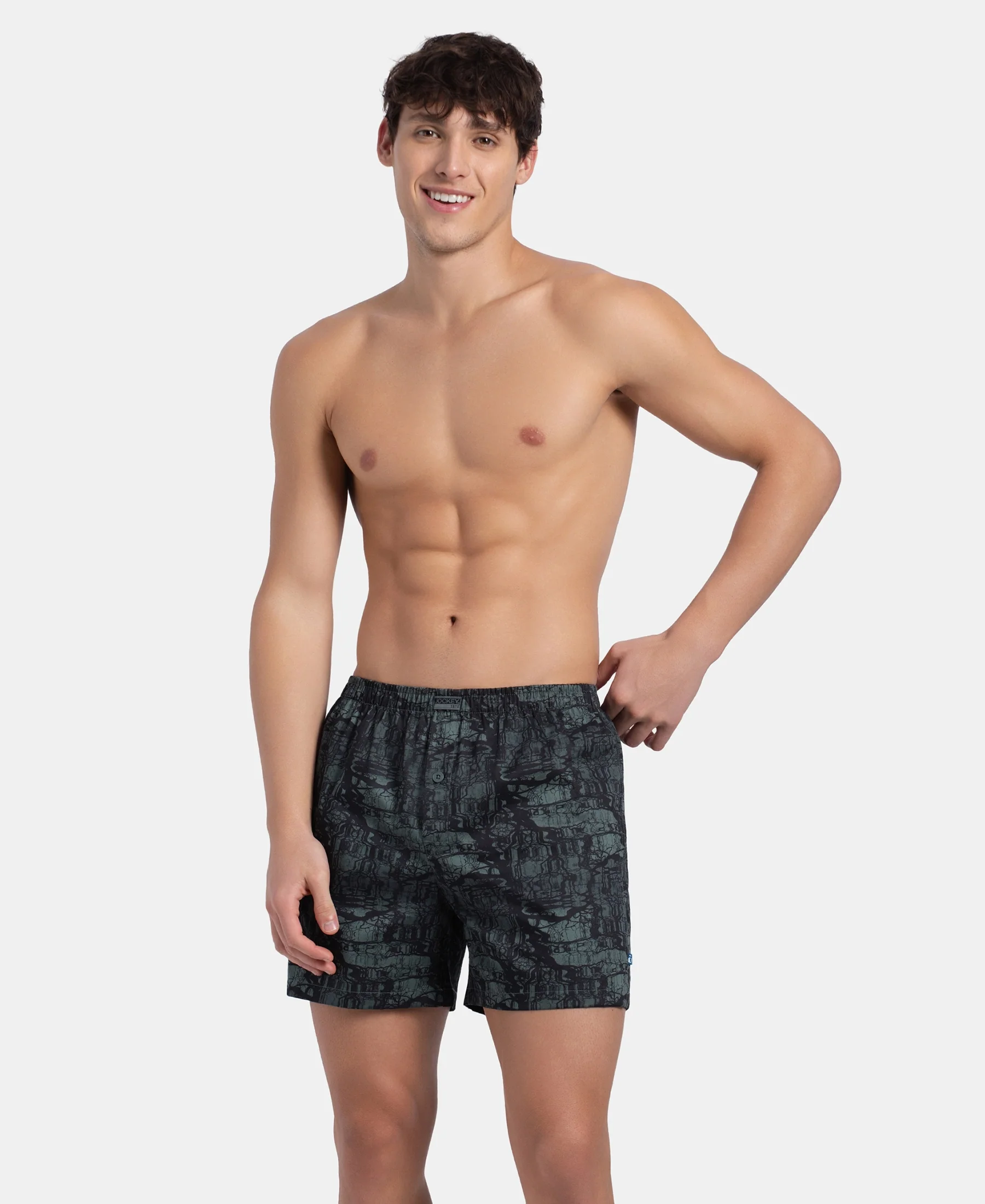 Super Combed Mercerized Cotton Woven Printed Inner Boxers with Ultrasoft and Durable Inner Waistband - Slate & Balsam Green (Pack of 2) - Image 12