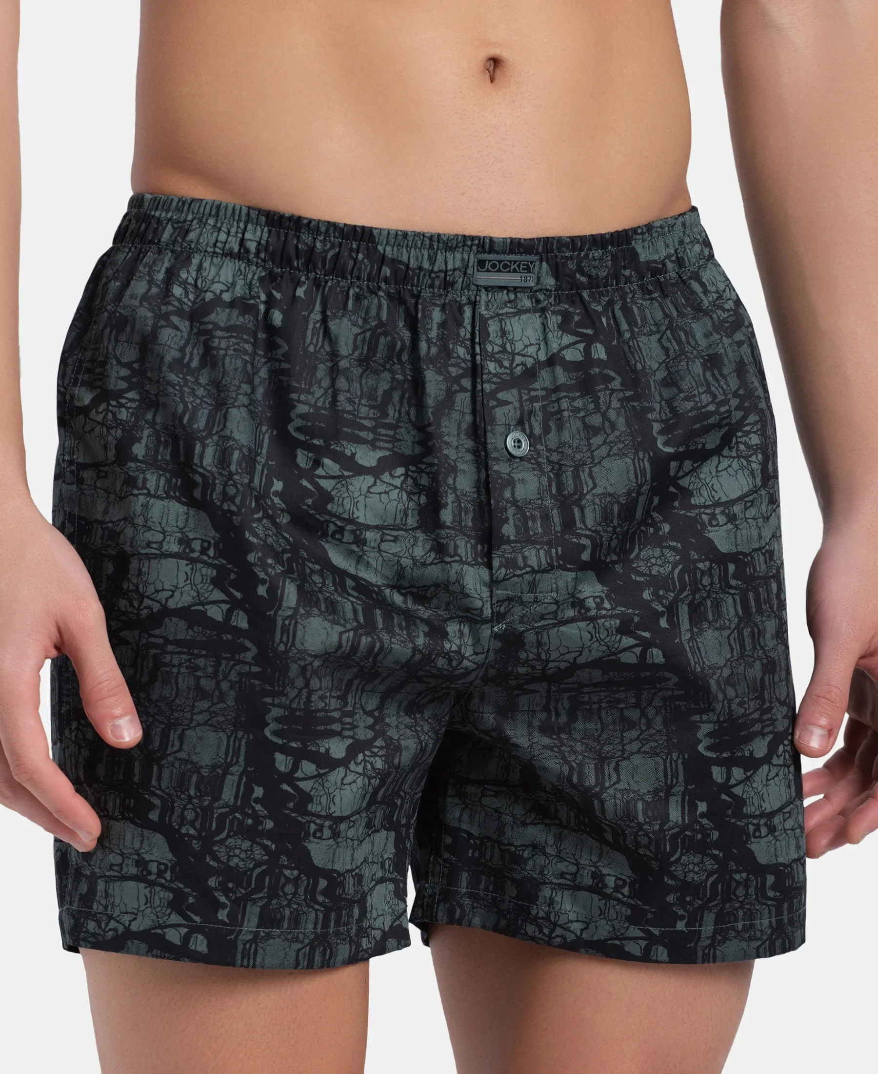 Super Combed Mercerized Cotton Woven Printed Inner Boxers with Ultrasoft and Durable Inner Waistband - Slate & Balsam Green (Pack of 2) - Image 14