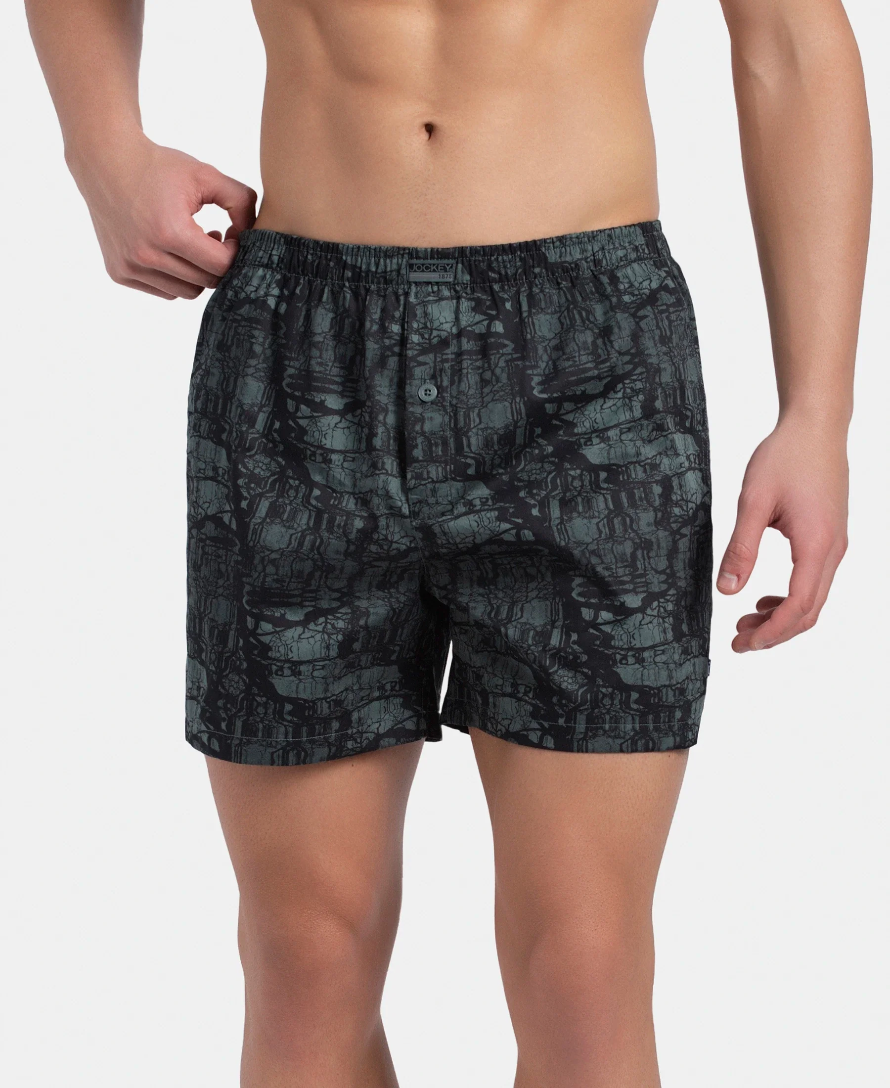 Super Combed Mercerized Cotton Woven Printed Inner Boxers with Ultrasoft and Durable Inner Waistband - Slate & Balsam Green (Pack of 2) - Image 3