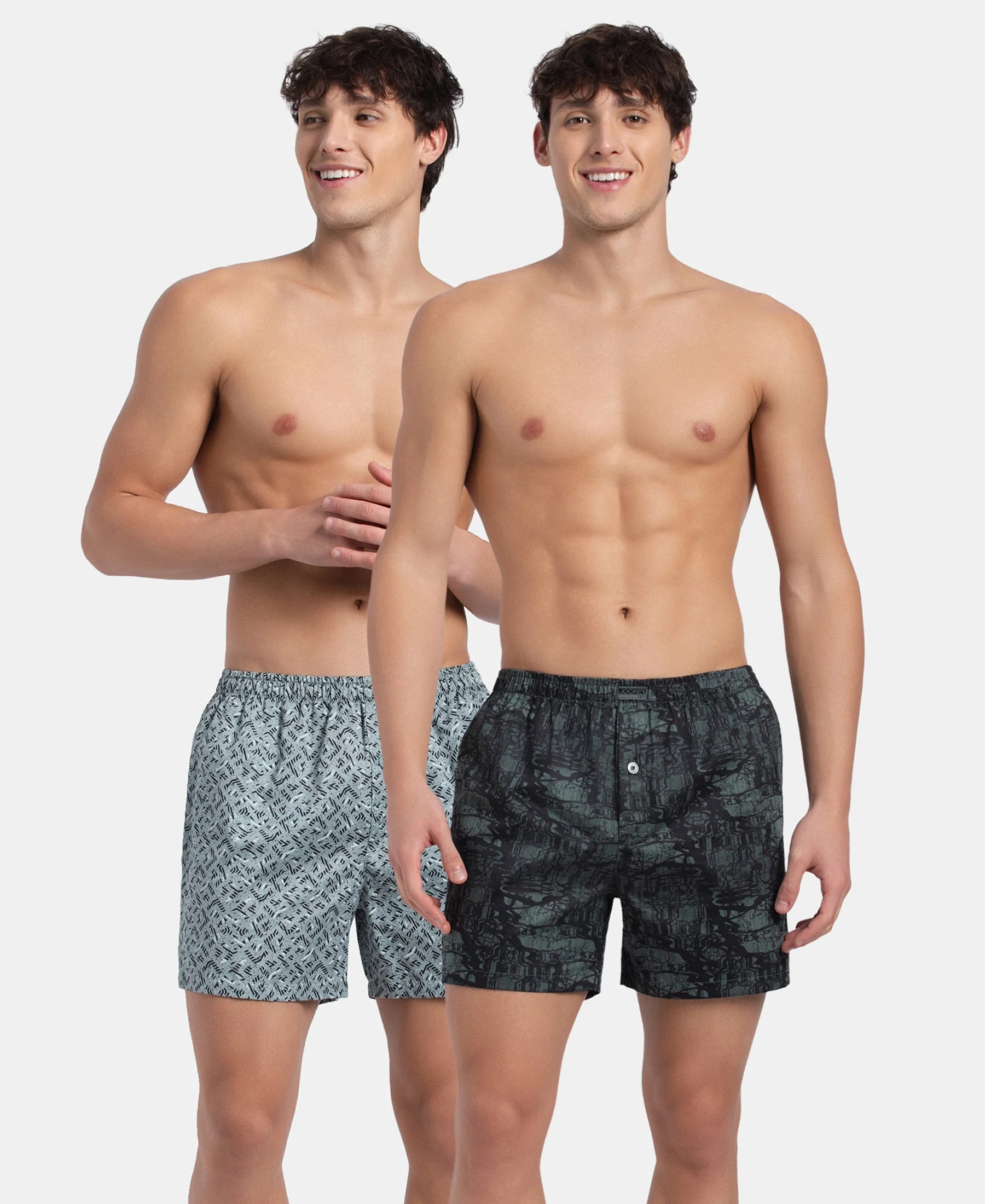 Super Combed Mercerized Cotton Woven Printed Inner Boxers with Ultrasoft and Durable Inner Waistband - Slate & Balsam Green (Pack of 2) - Image 5