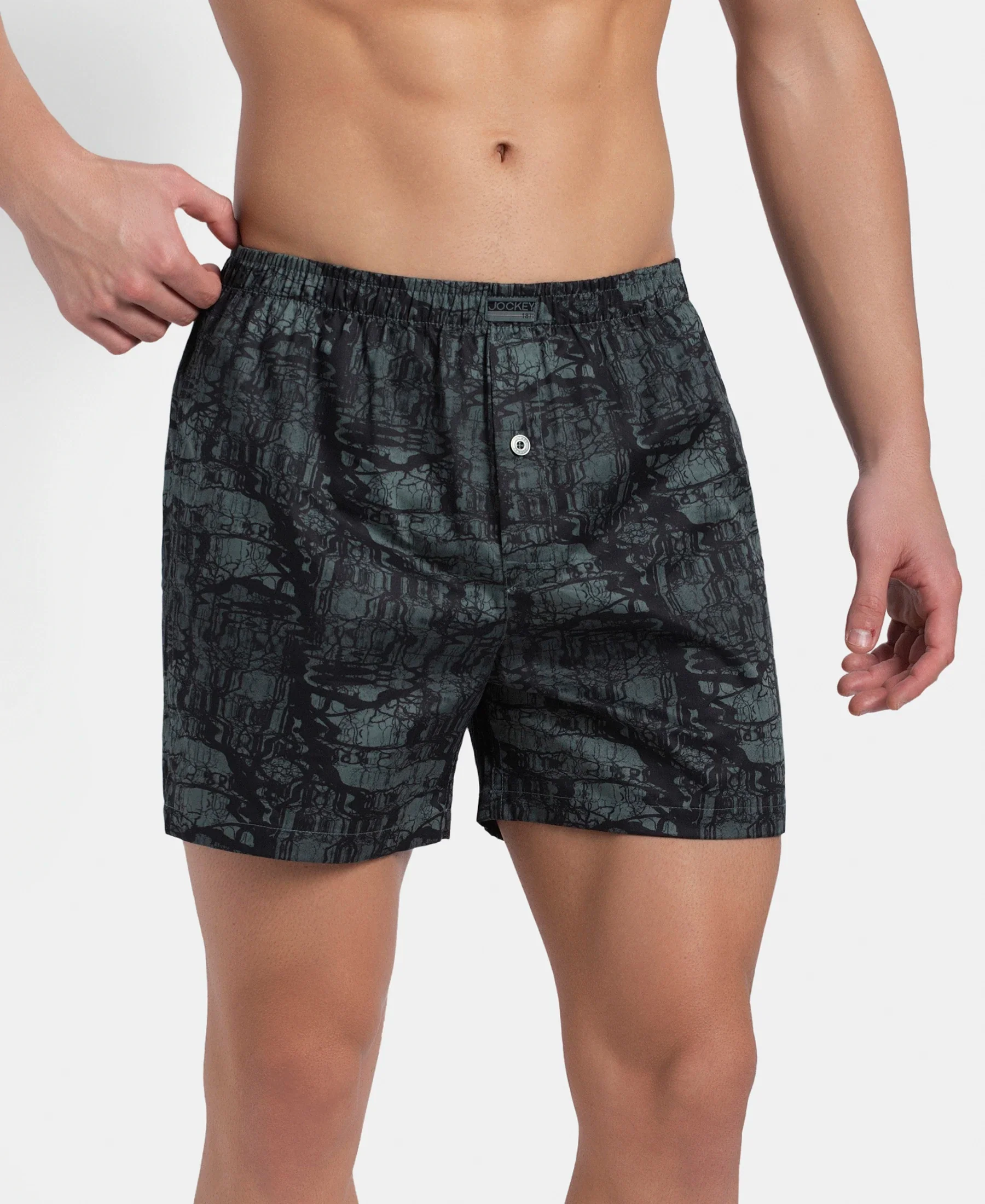 Super Combed Mercerized Cotton Woven Printed Inner Boxers with Ultrasoft and Durable Inner Waistband - Slate & Balsam Green (Pack of 2) - Image 6