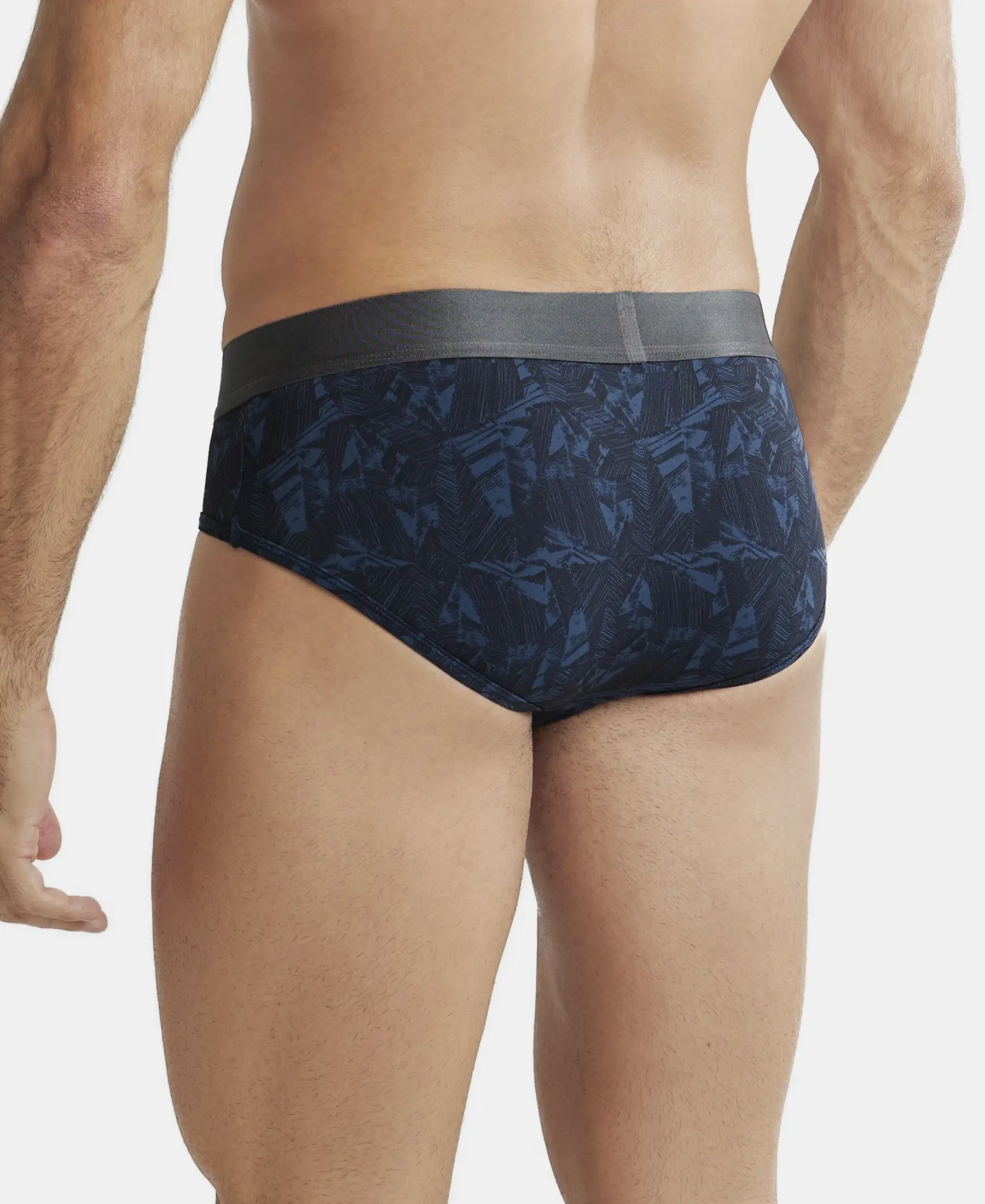 Tactel Microfiber Elastane Stretch Printed Brief with Moisture Move Properties - Petrol Base Printed - Image 3