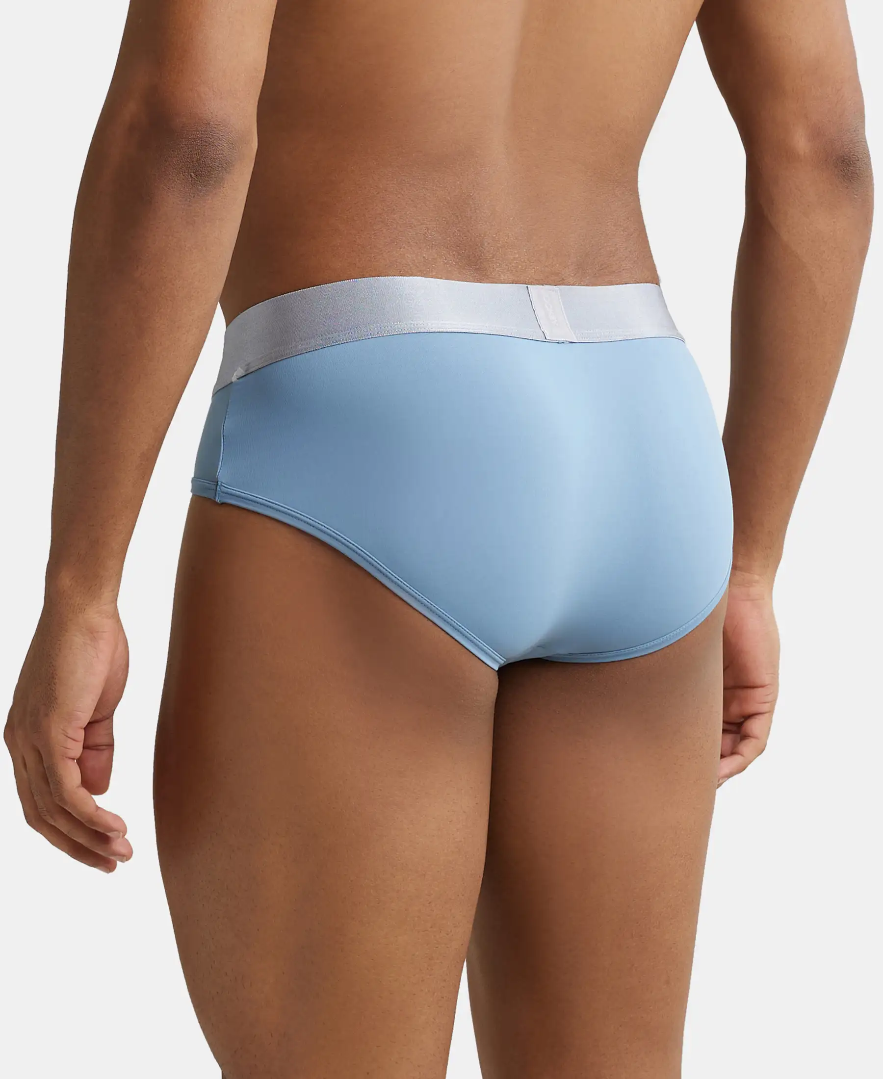 Tactel Microfiber Elastane Stretch Solid Brief with Moisture Move Properties - Blue Shadow - Image 3