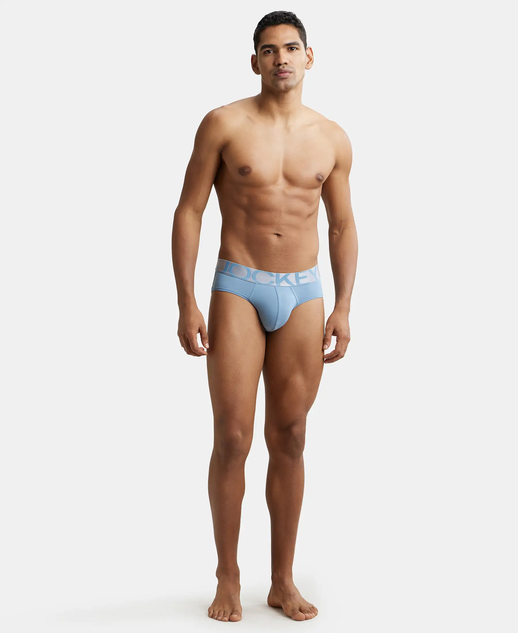 Tactel Microfiber Elastane Stretch Solid Brief with Moisture Move Properties - Blue Shadow - Image 4