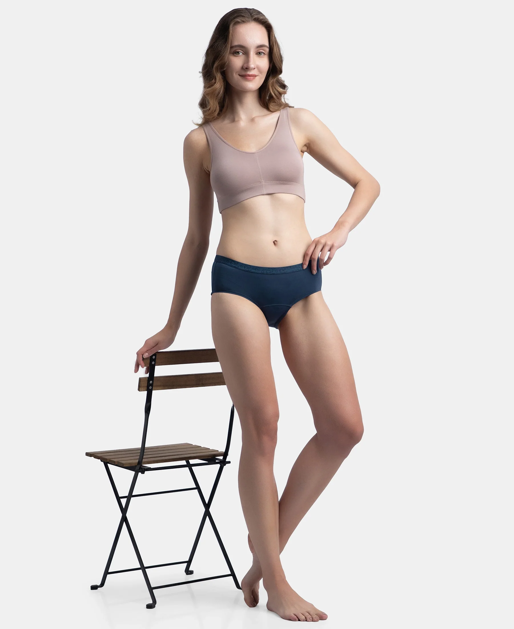 Tactel Microfiber Elastane Stretch Period Panty with Leak Proof Inner Absorbent Layer and StayFresh Treatment - Navy - Image 10