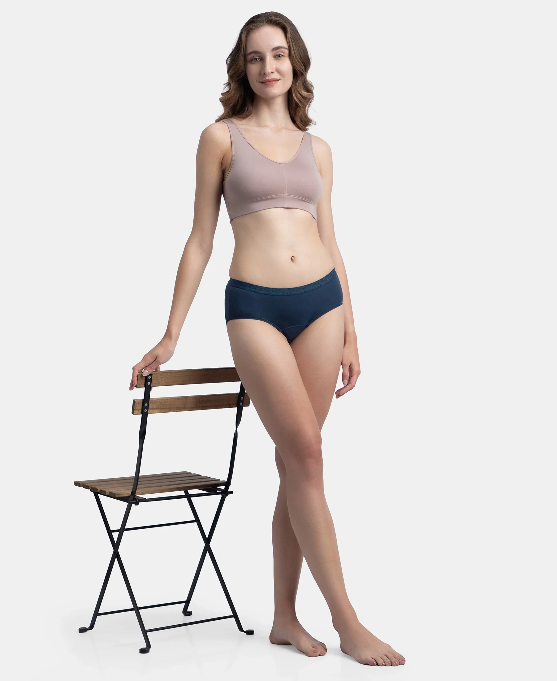 Tactel Microfiber Elastane Stretch Period Panty with Leak Proof Inner Absorbent Layer and StayFresh Treatment - Navy - Image 4