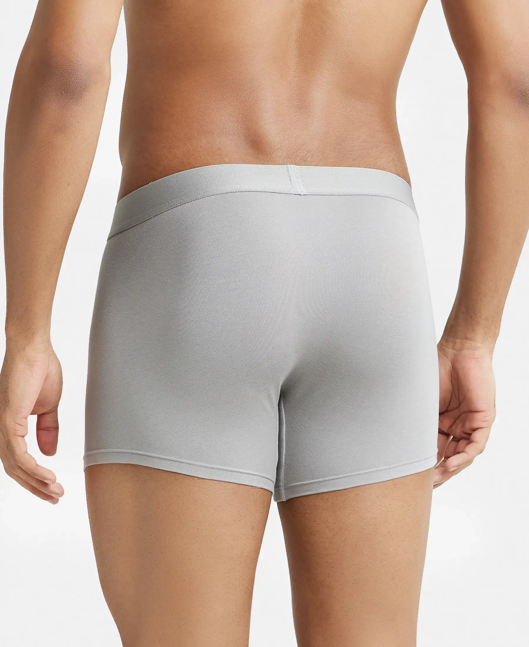 Tencel Micro Modal Cotton Elastane Stretch Solid Trunk with Natural StayFresh Properties - Bright Light Grey - Image 3