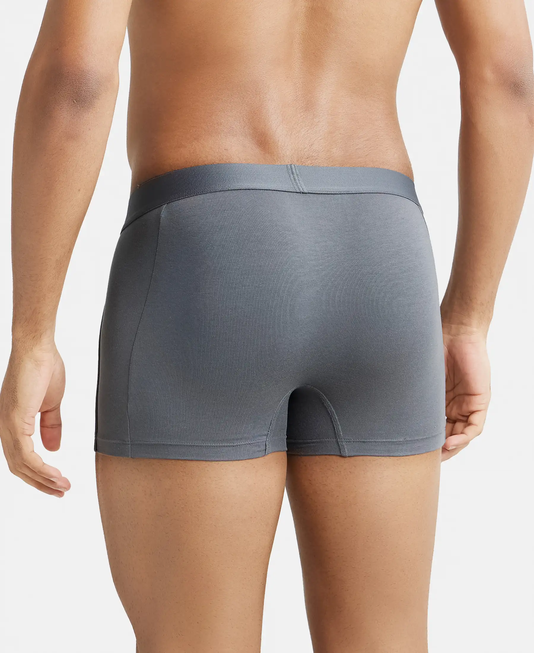 Tencel Micro Modal Cotton Elastane Stretch Solid Trunk with Natural StayFresh Properties - Gun Metal - Image 3