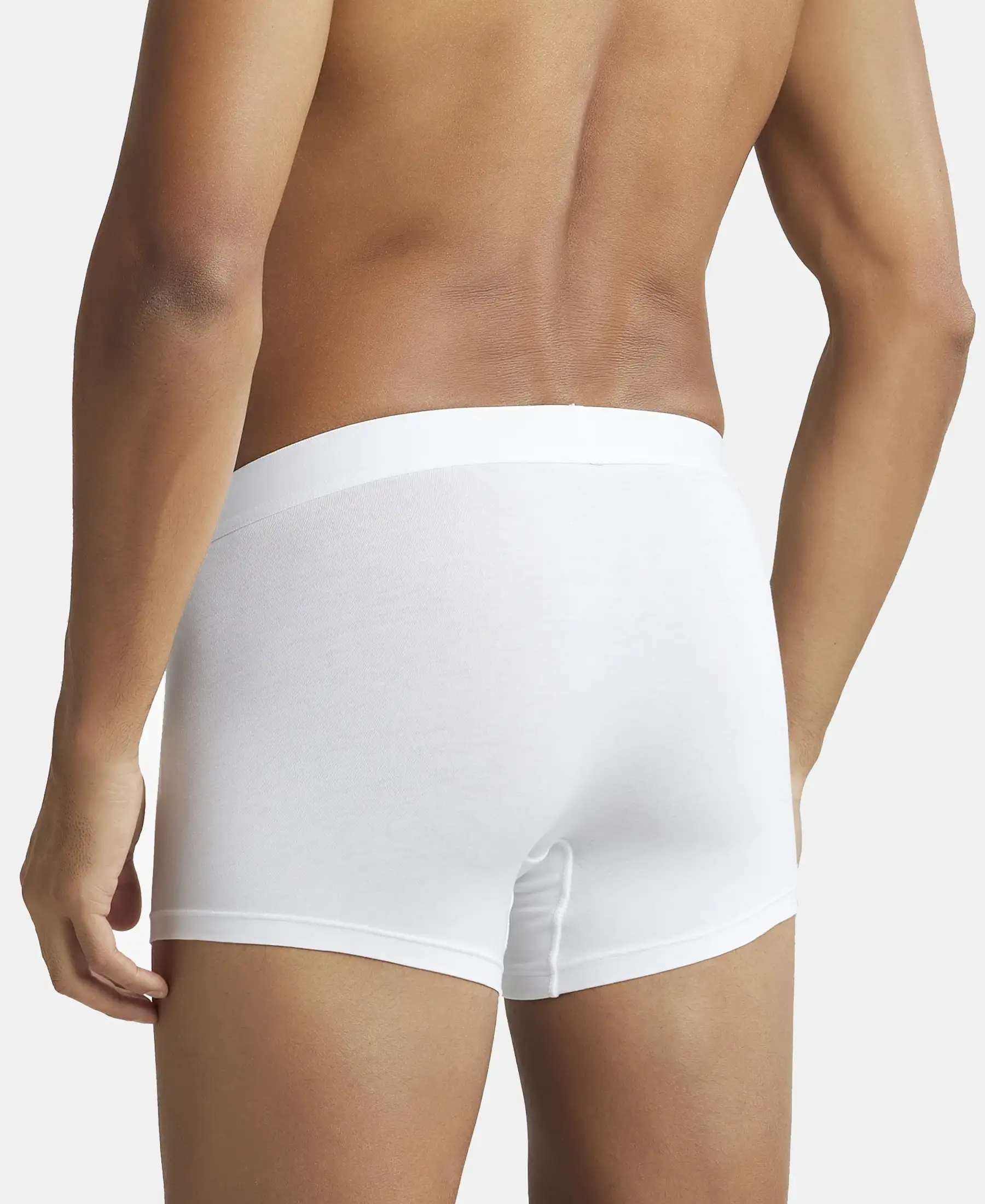 Tencel Micro Modal Cotton Elastane Stretch Solid Trunk with Natural StayFresh Properties - White - Image 3