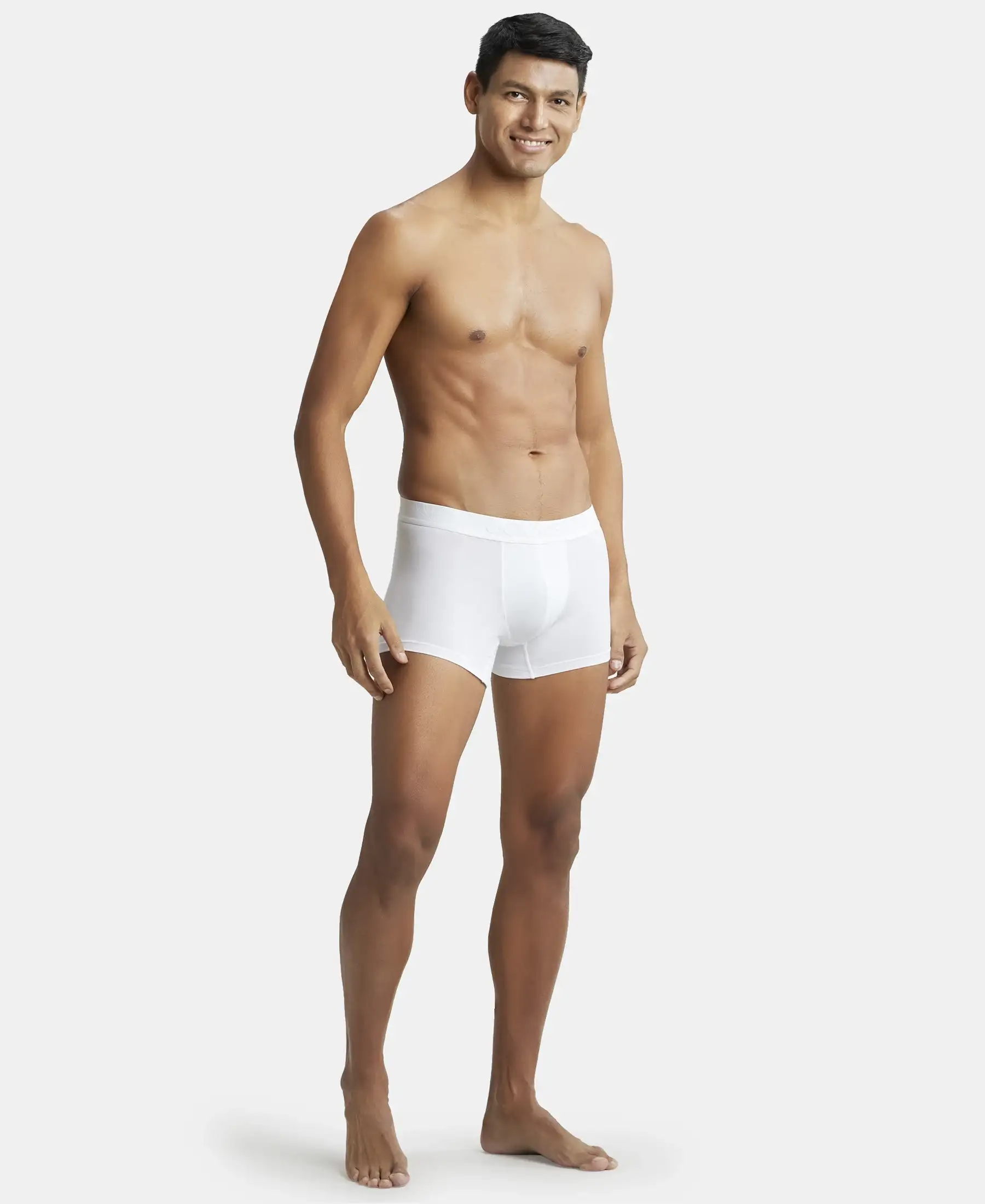Tencel Micro Modal Cotton Elastane Stretch Solid Trunk with Natural StayFresh Properties - White - Image 4