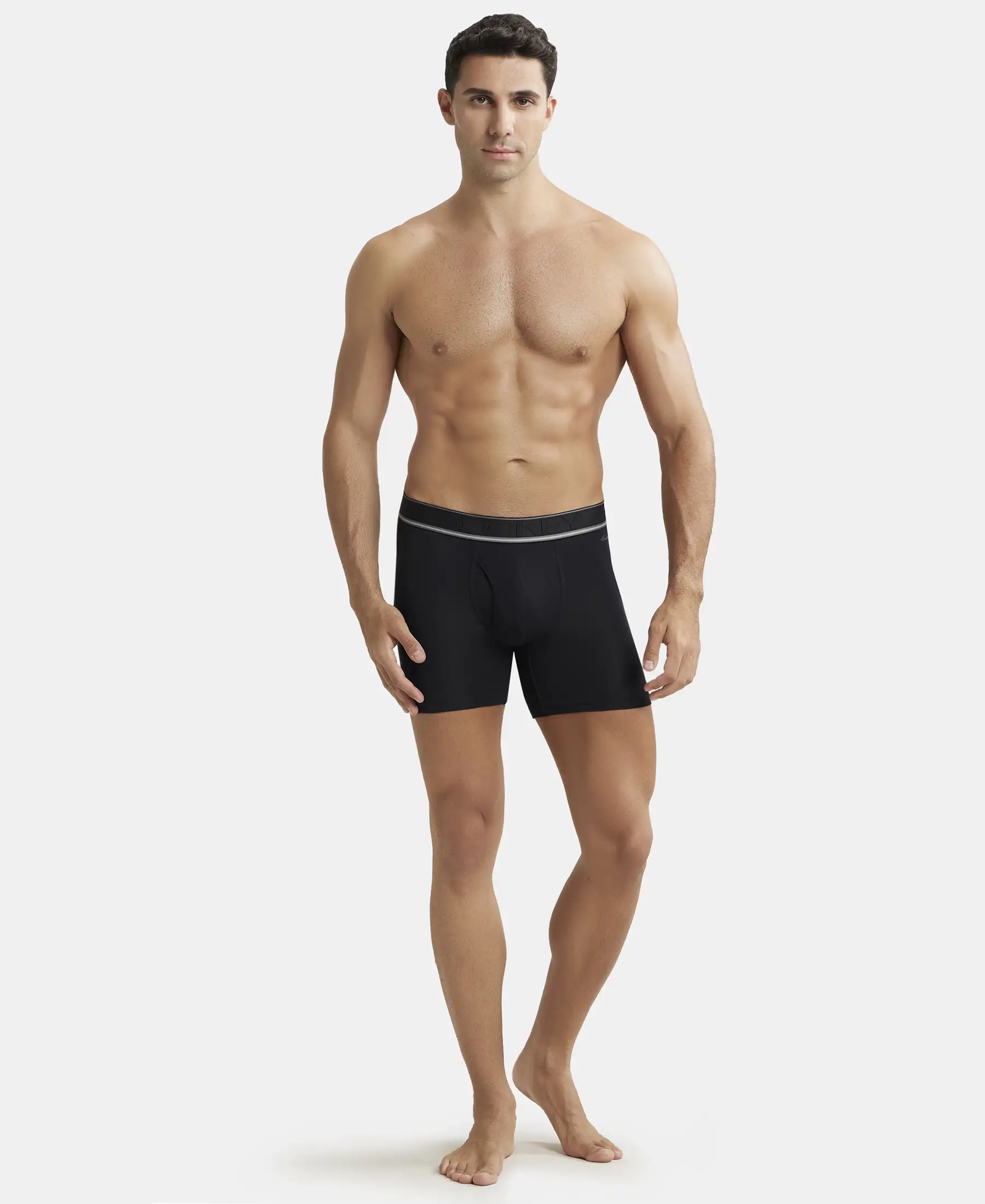 Tencel Micro Modal Elastane Stretch Solid Boxer Brief with Natural StayFresh Properties - Black - Image 4