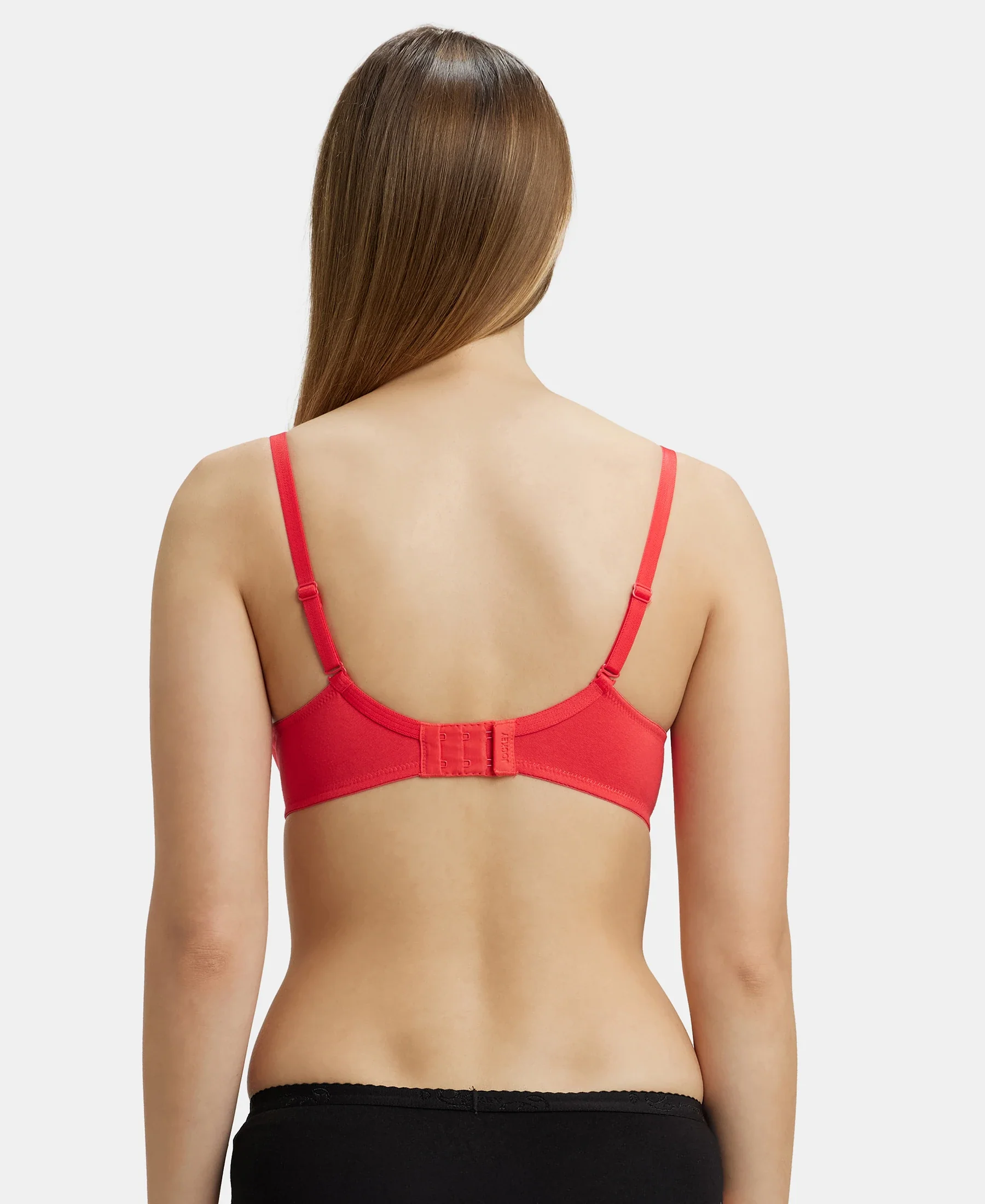 Under-Wired Padded Super Combed Cotton Elastane Stretch Medium Coverage T-Shirt Bra with Detachable Straps - Hibiscus - Image 3