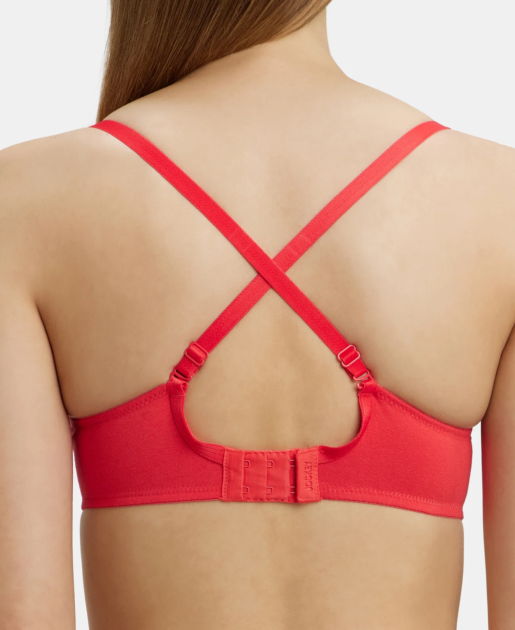 Under-Wired Padded Super Combed Cotton Elastane Stretch Medium Coverage T-Shirt Bra with Detachable Straps - Hibiscus - Image 8