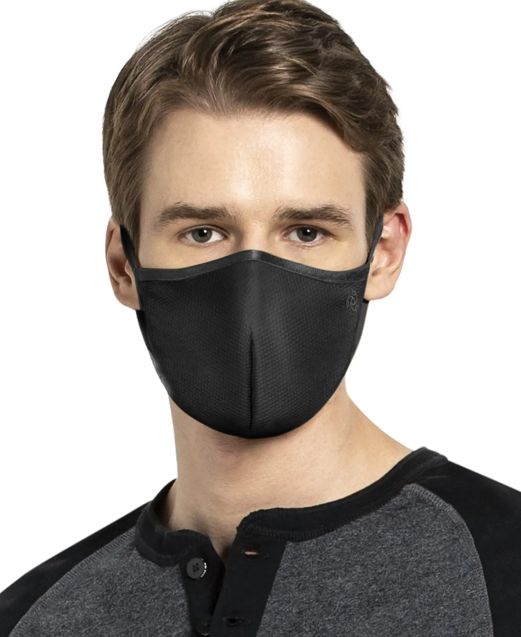 Unisex Polyester Mesh and Super Combed Cotton Woven Face Mask with Adjustable Nose-clip and Soft Elastic Ear Loops - Black (Pack of 2) - Image 7