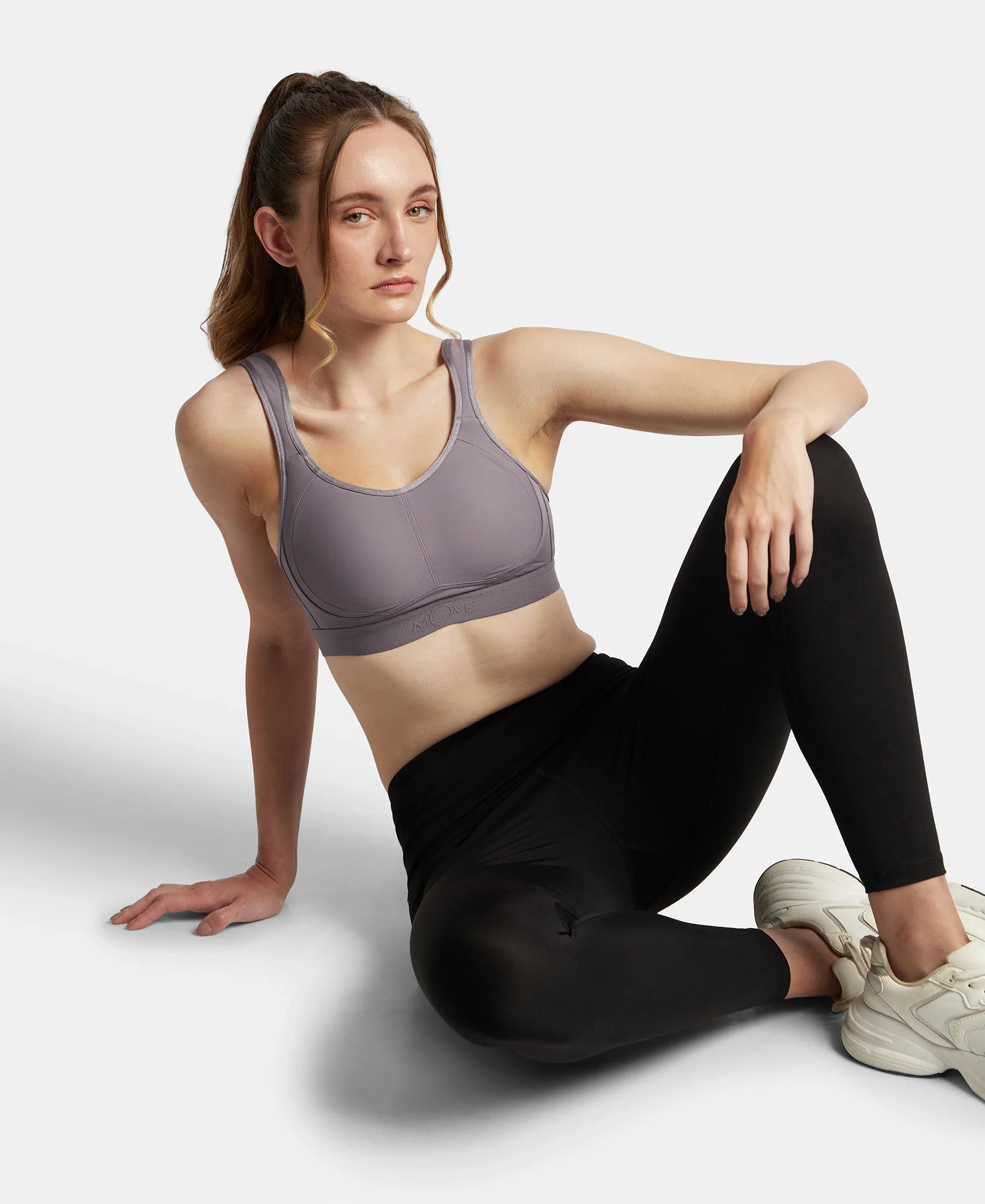 Wirefree Non Padded Microfiber Elastane Stretch Full Coverage Sports Bra with StayDry Treatment - Minimal Grey - Image 5