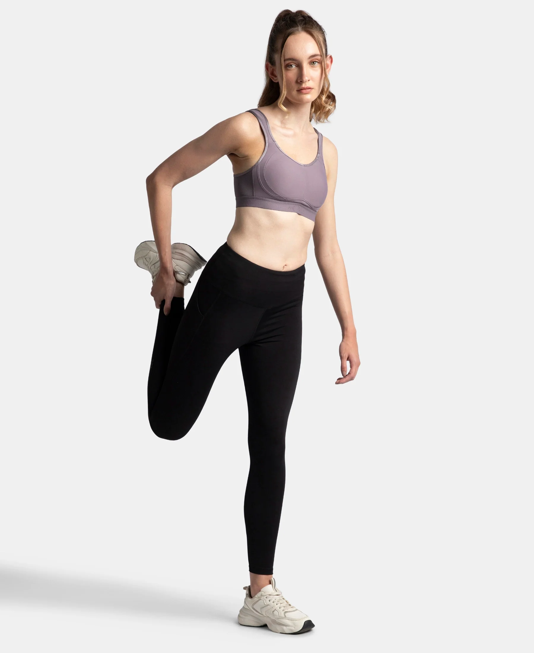 Wirefree Non Padded Plus Size Microfiber Elastane Stretch Full Coverage Sports Bra with StayDry Treatment - Minimal Grey - Image 6