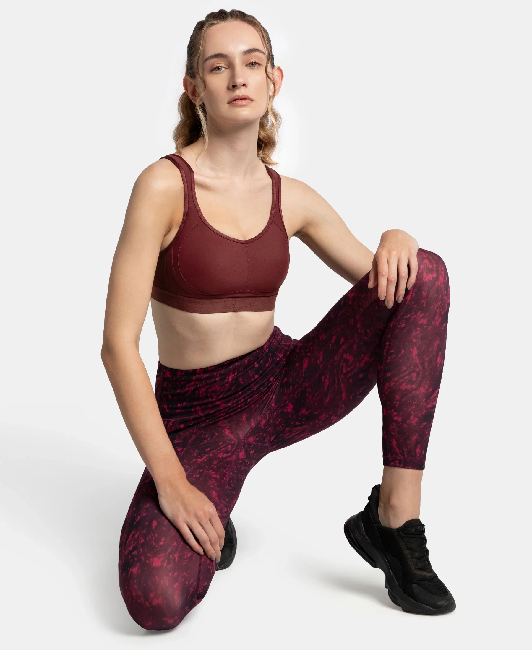 Wirefree Non Padded Plus Size Microfiber Elastane Stretch Full Coverage Sports Bra with StayDry Treatment - Tawny Port - Image 6