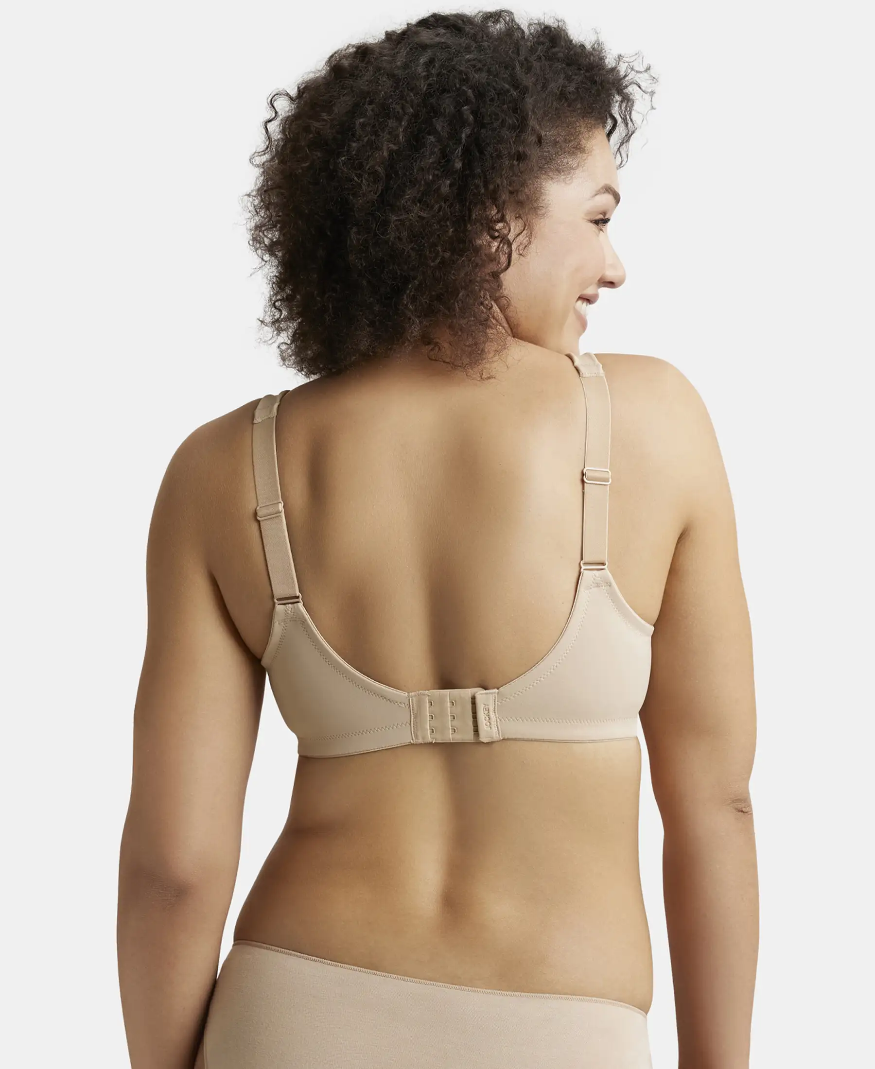 Wirefree Non Padded Soft Touch Microfiber Elastane Stretch Full Coverage Minimizer Bra with Broad Cushioned Fabric Strap - Light Skin - Image 3