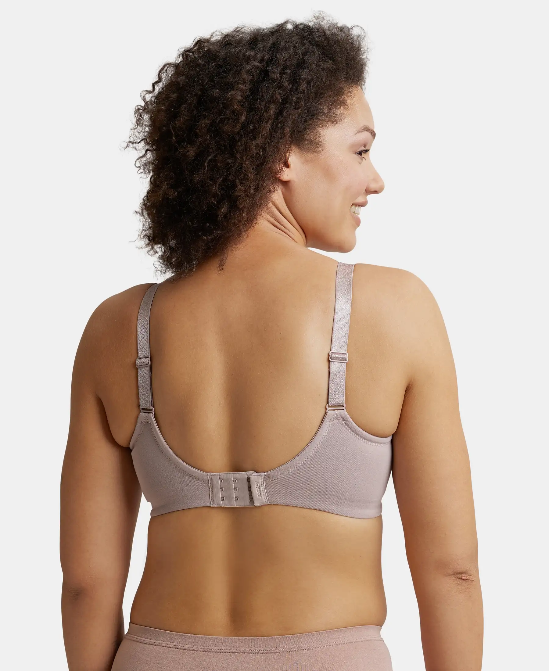 Wirefree Non Padded Super Combed Cotton Elastane Stretch Full Coverage Minimizer Bra - Mocha - Image 3