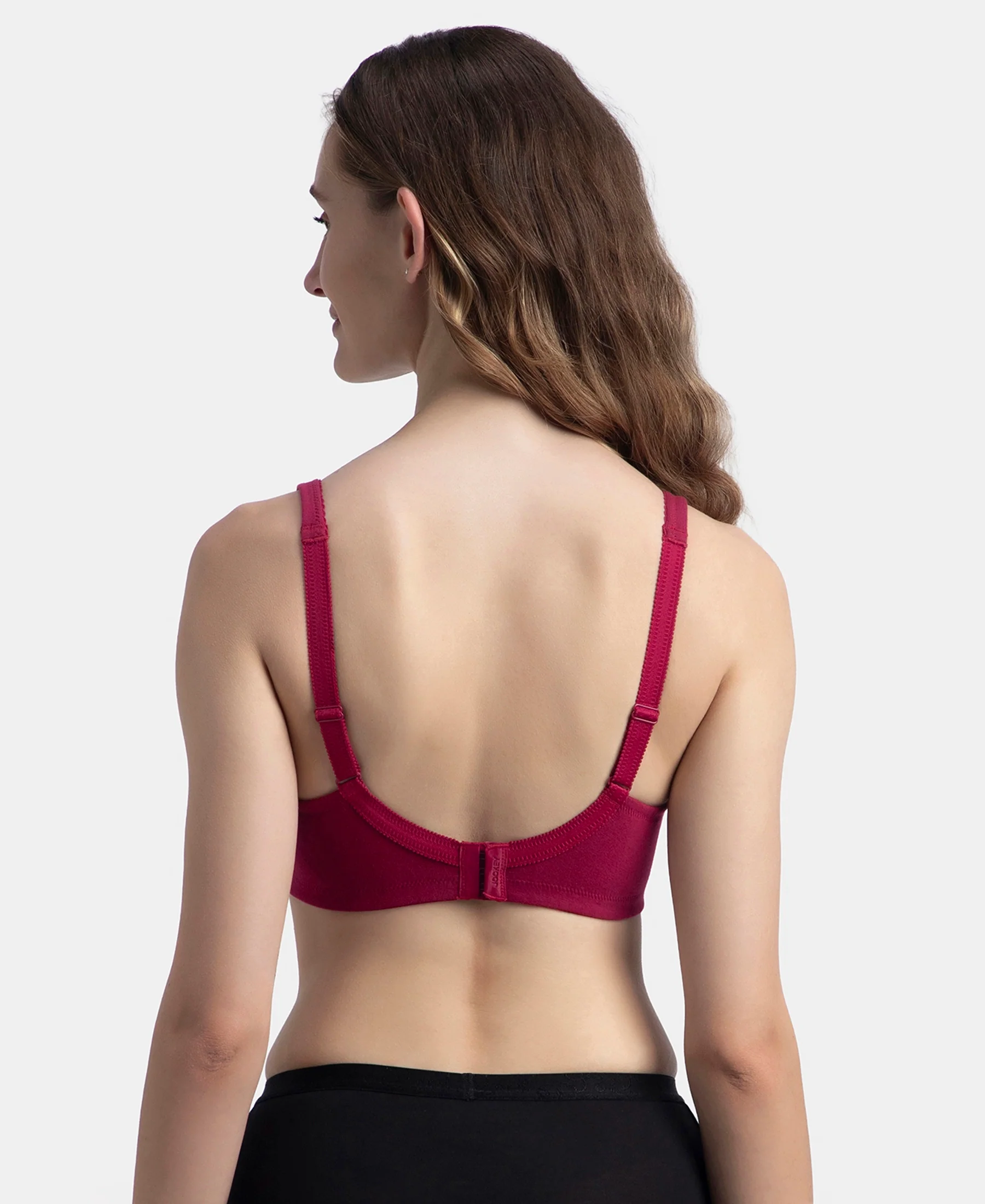 Wirefree Non Padded Super Combed Cotton Elastane Stretch Full Coverage Plus Size Bra Plush Lining Cup - Beet Red - Image 3