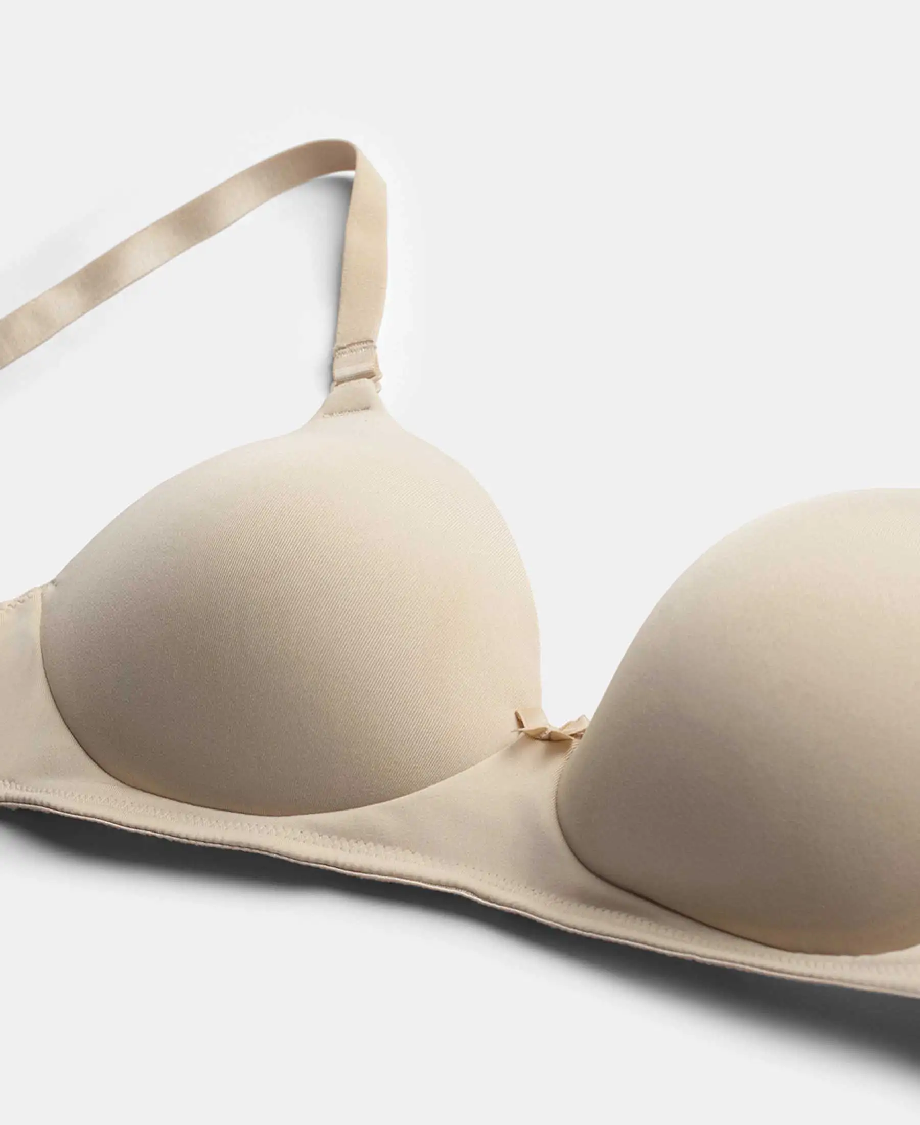 Wirefree Padded Microfiber Elastane Stretch Full Coverage T-Shirt Bra with Magic Under Cup - Light Skin - Image 11