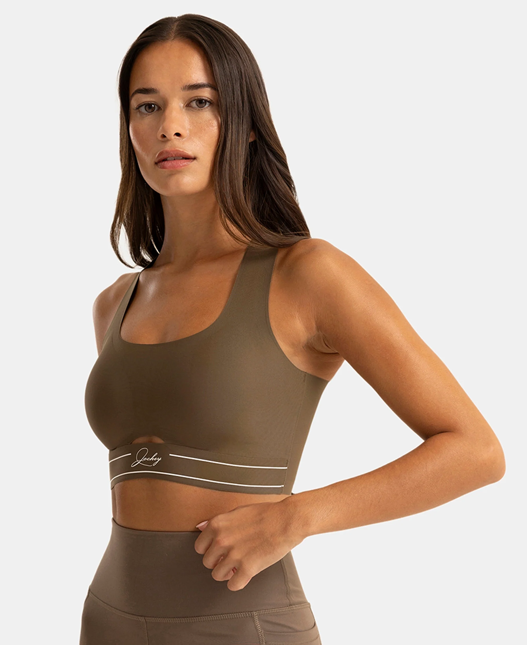 Wirefree Padded Soft Touch Microfiber Elastane Full Coverage Bonded Tech Slip-On Bra with 360 Degree Stretch - Green - Image 4