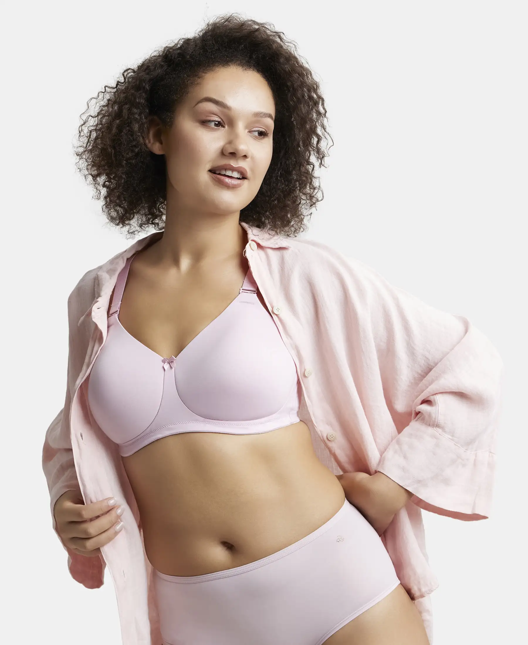 Wirefree Padded Soft Touch Microfiber Elastane Stretch Full Coverage Plus Size Bra with Magic Under Cup - Fragrant Lily - Image 5