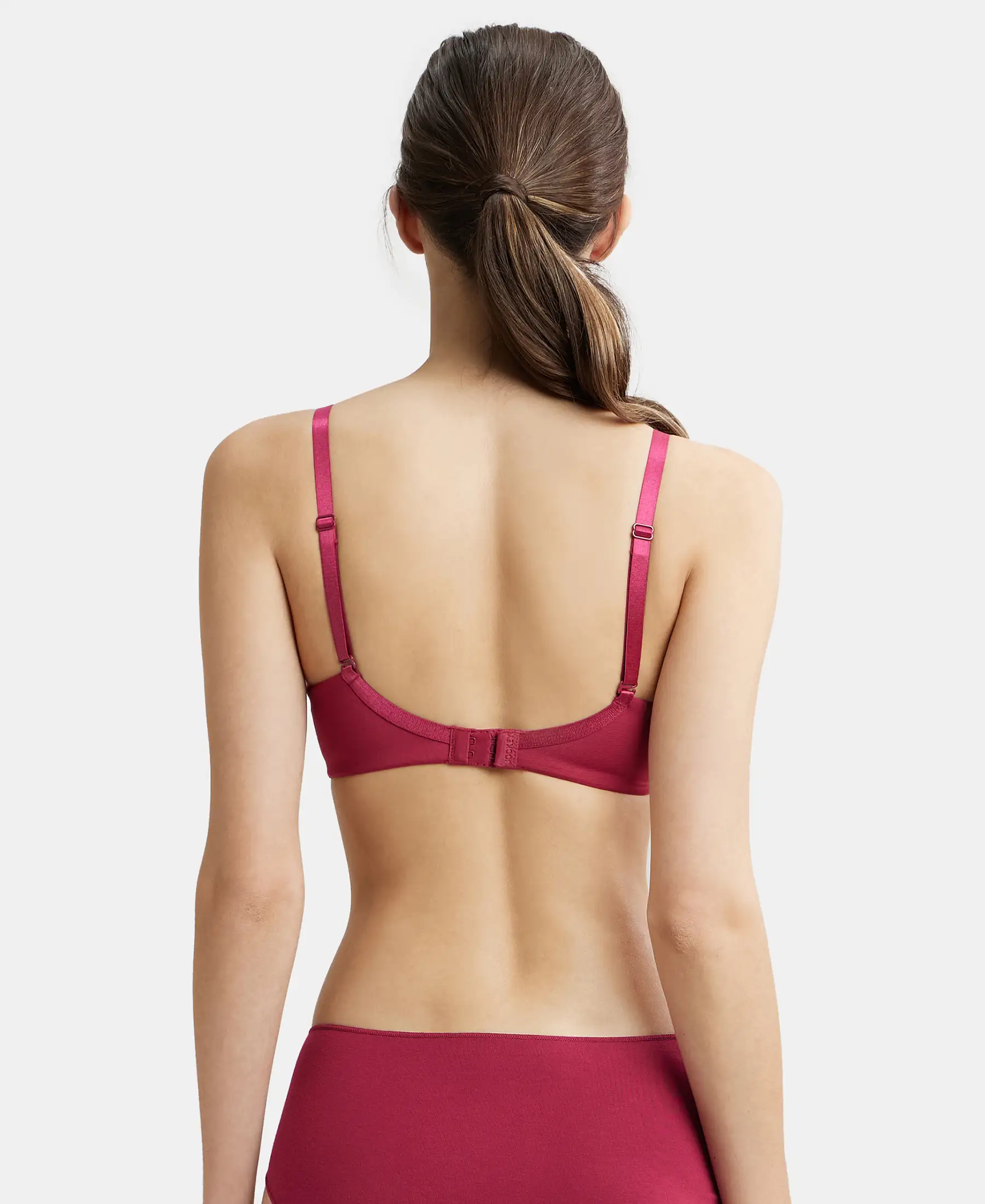 Wirefree Padded Soft Touch Microfiber Elastane Stretch Full Coverage T-Shirt Bra with Lace Styling - Anemone - Image 3