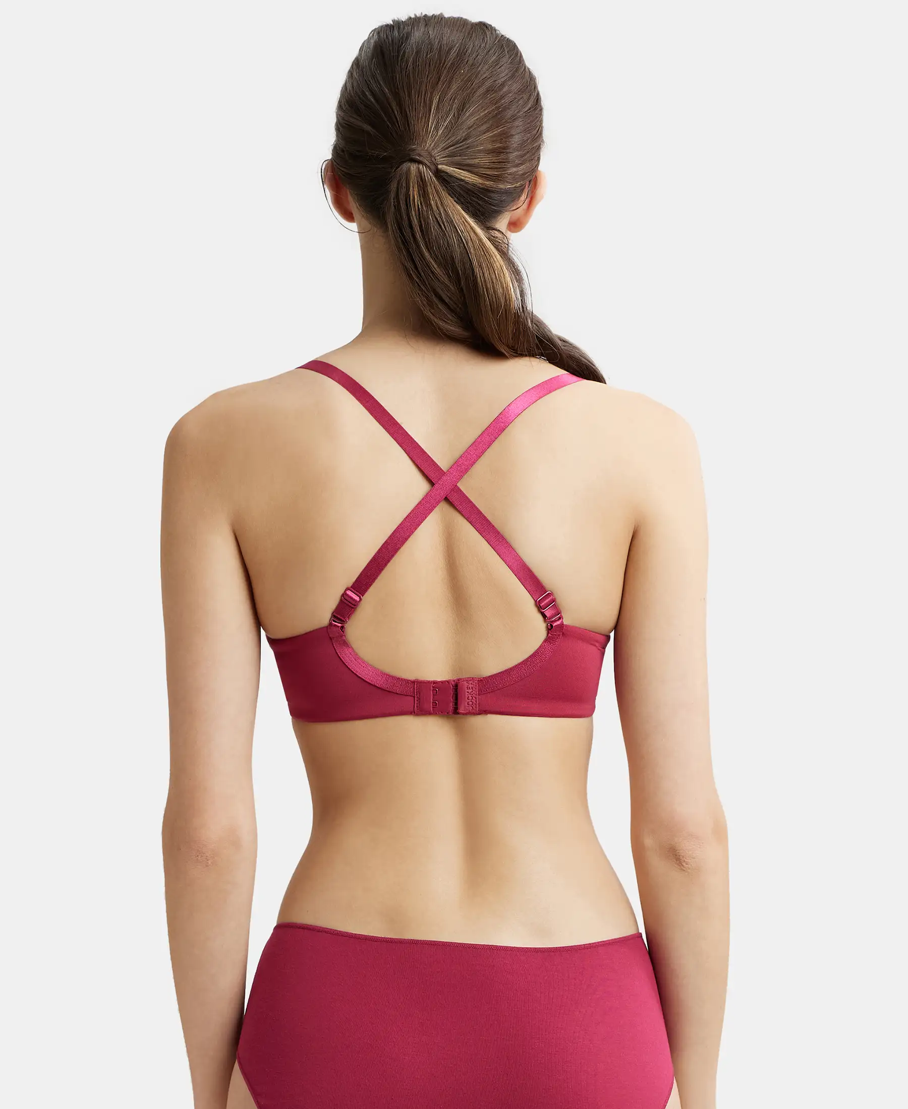 Wirefree Padded Soft Touch Microfiber Elastane Stretch Full Coverage T-Shirt Bra with Lace Styling - Anemone - Image 8