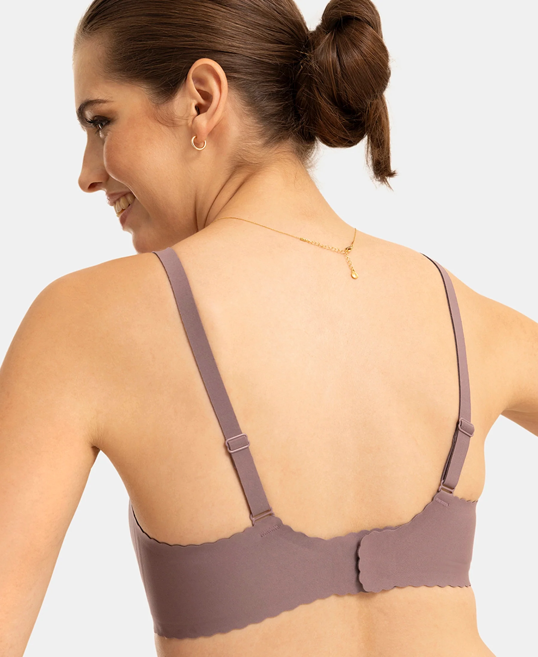 Wirefree Padded Soft Touch Microfiber Elastane Medium Coverage Bonded Tech T-Shirt Bra with Reinforced Side Support - Mauve - Image 3