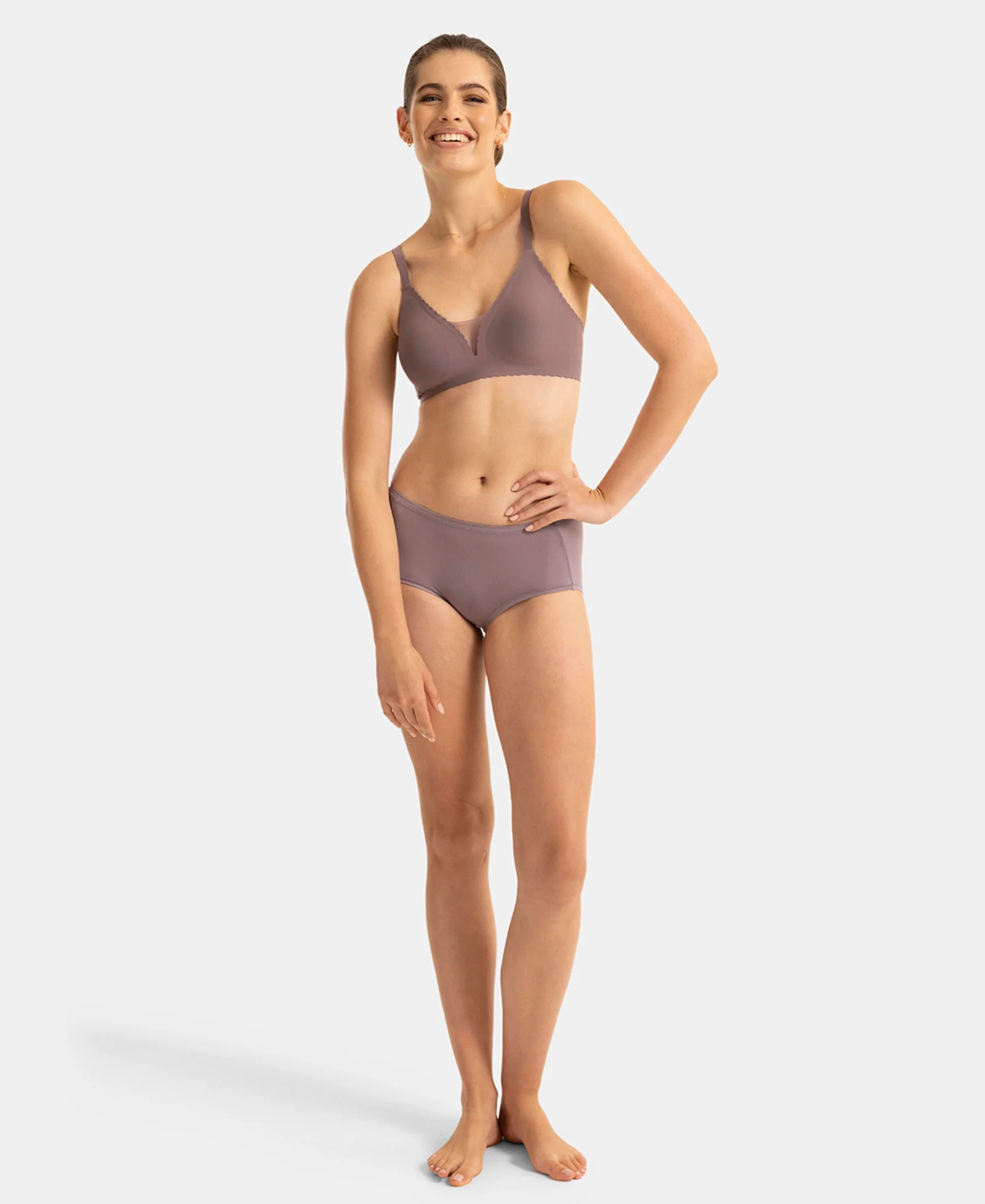 Wirefree Padded Soft Touch Microfiber Elastane Medium Coverage Bonded Tech T-Shirt Bra with Reinforced Side Support - Mauve - Image 4