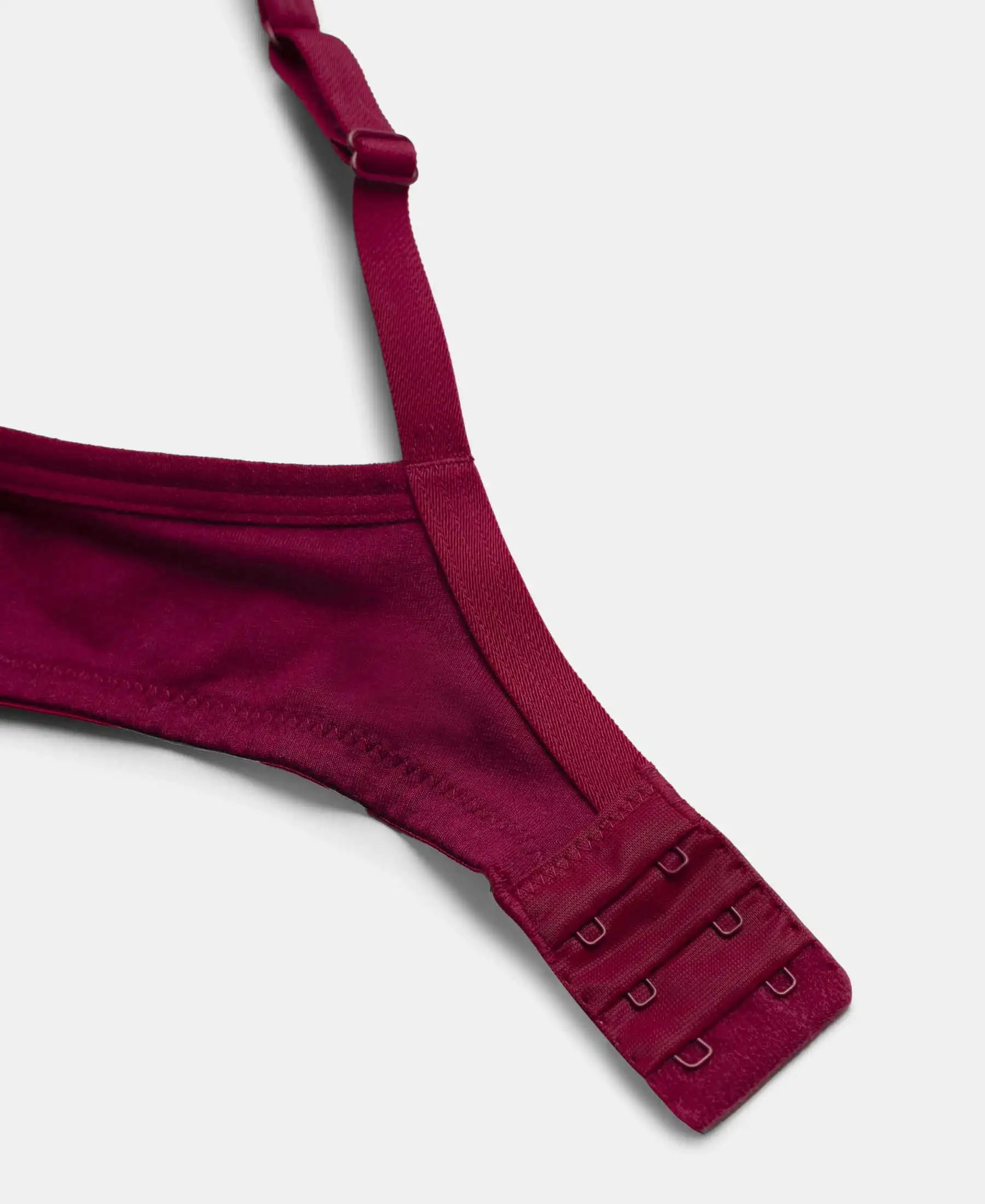 Wirefree Padded Super Combed Cotton Elastane Stretch Medium Coverage T-Shirt Bra with Lace Styling - Beet Red - Image 8