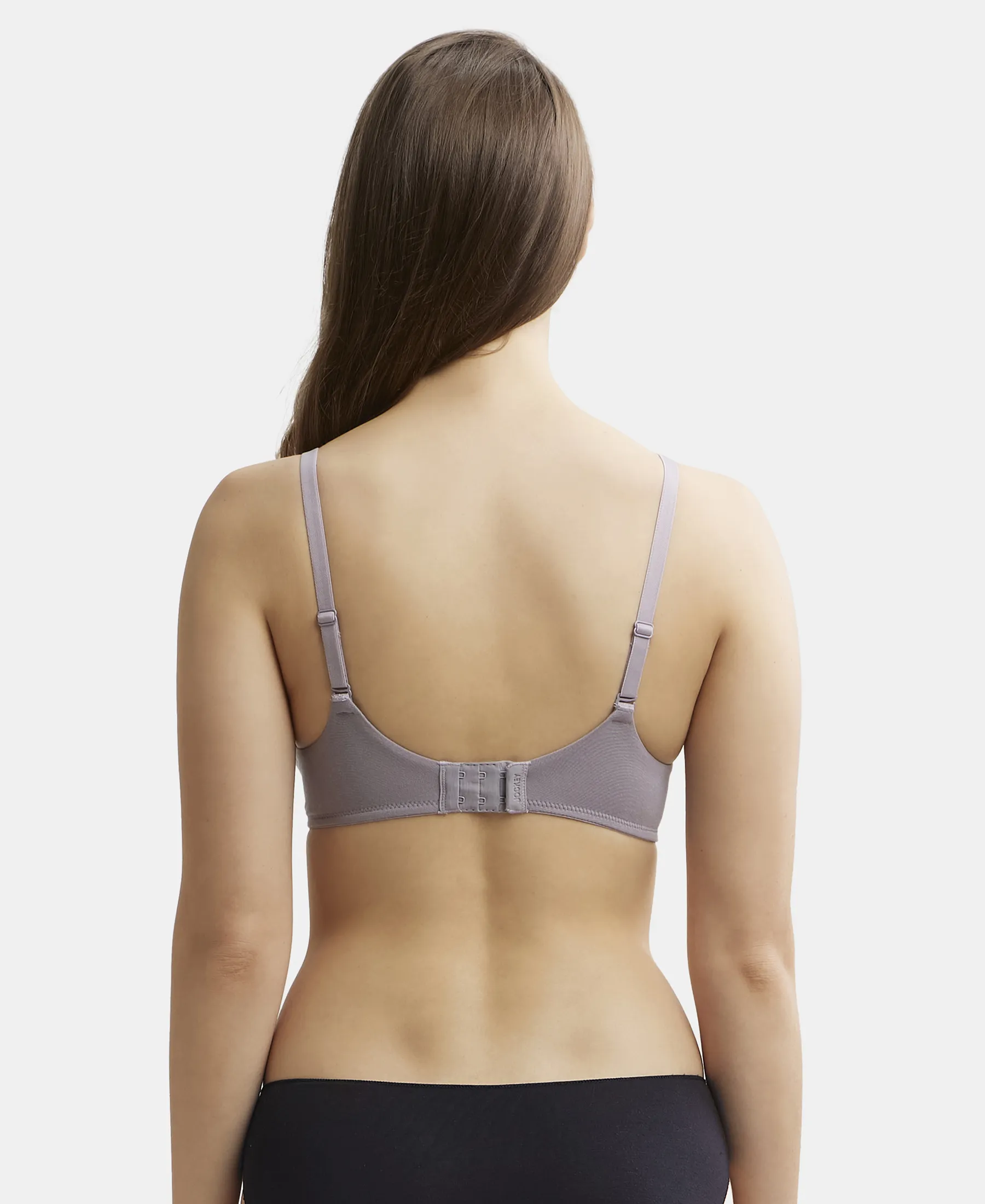 Wirefree Padded Tencel Lyocell Elastane Stretch Full Coverage Multiway T-Shirt Bra with Adjustable Straps - Minimal Grey - Image 3