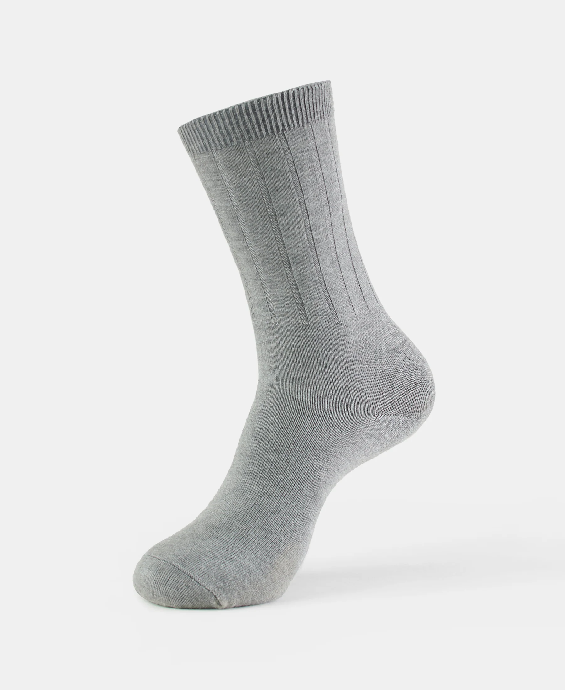 Blended Modal Stretch Crew Length Thermal Socks With StayFresh Treatment - Mid Grey Melange - Image 5