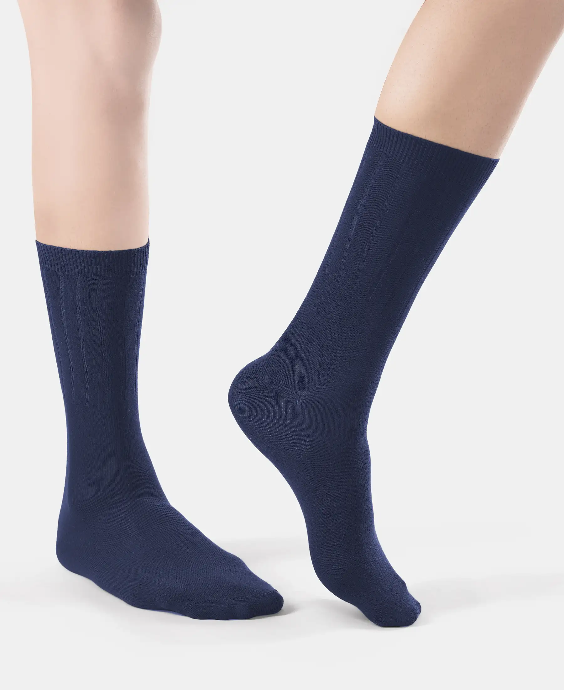 Women's Blended Modal Stretch Crew Length Thermal Socks With StayFresh Treatment - Navy - Image 3